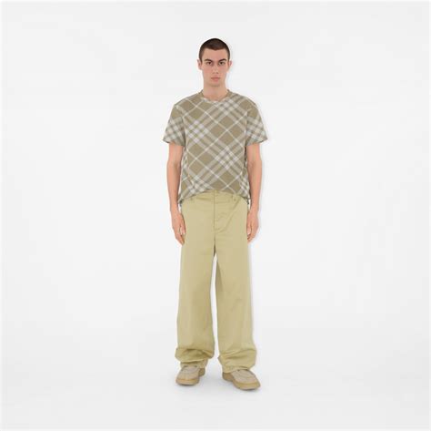 burberry check trim fit t shirt|Check Stretch Cotton Blend T.